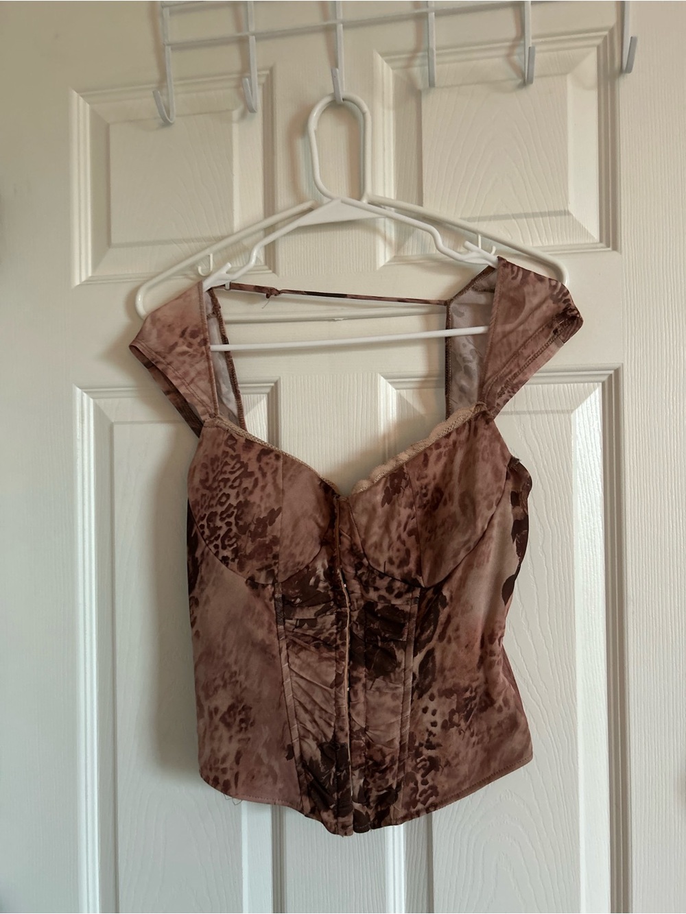 Women’s Brown Animal-Print Bustier Top